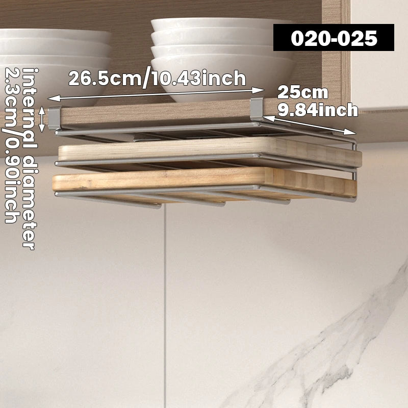 Under-Cabinet Chopping Board and Pot Lid Rack