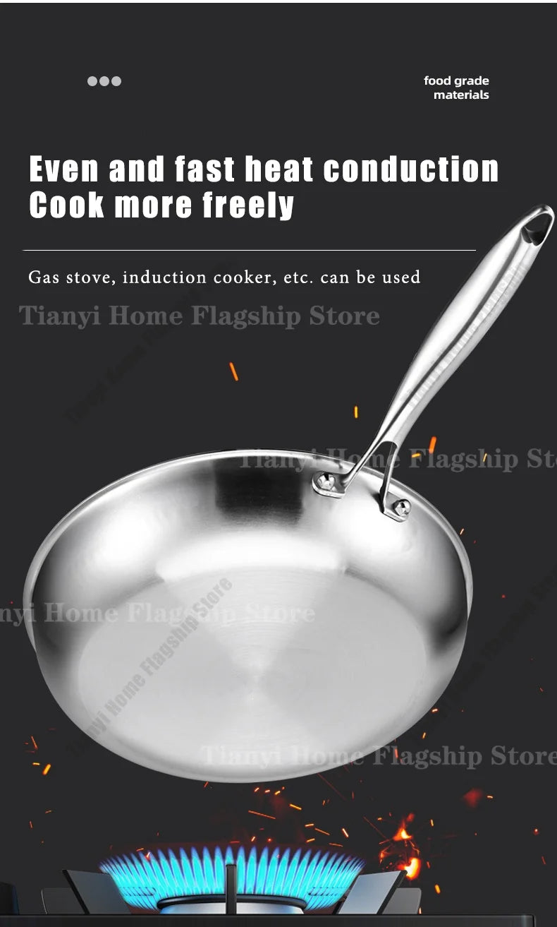 Titanium-Coated Stainless Steel Frying Pan, 22 to 30cm, Gas and Induction