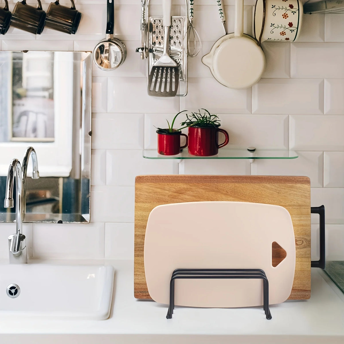 Chopping Board Storage Rack, Carbon Steel Cutting Board and Baking Tray Organiser