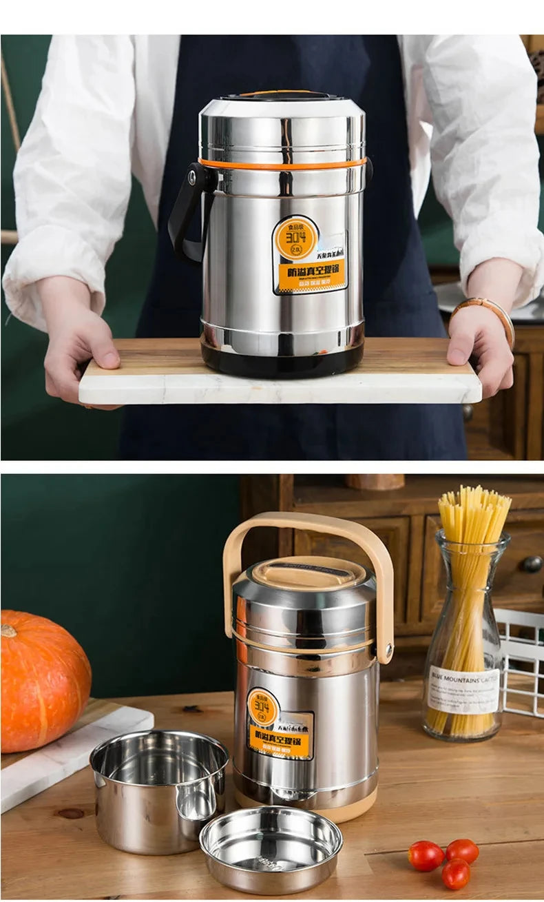Stainless Steel Insulated Lunch Box, 3 Tier Bento Food Carrier, 1.5 L, 2 L or 2.5 L
