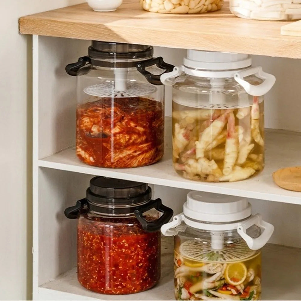 Large Capacity Pickle Jars With Lids Food Grade Sealed Airtight Storage Pitcher Leak-Proof With Handle Hermetic Food Box