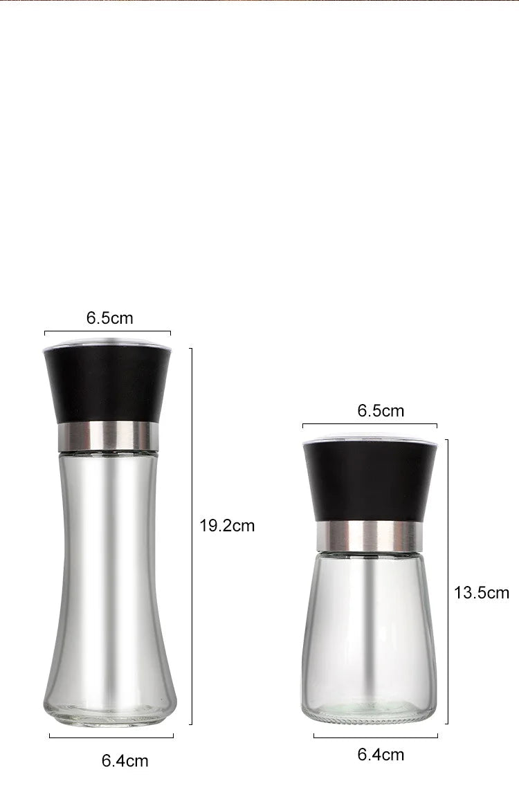 Manual Salt and Pepper Grinder with Glass Body, 180 or 200ml