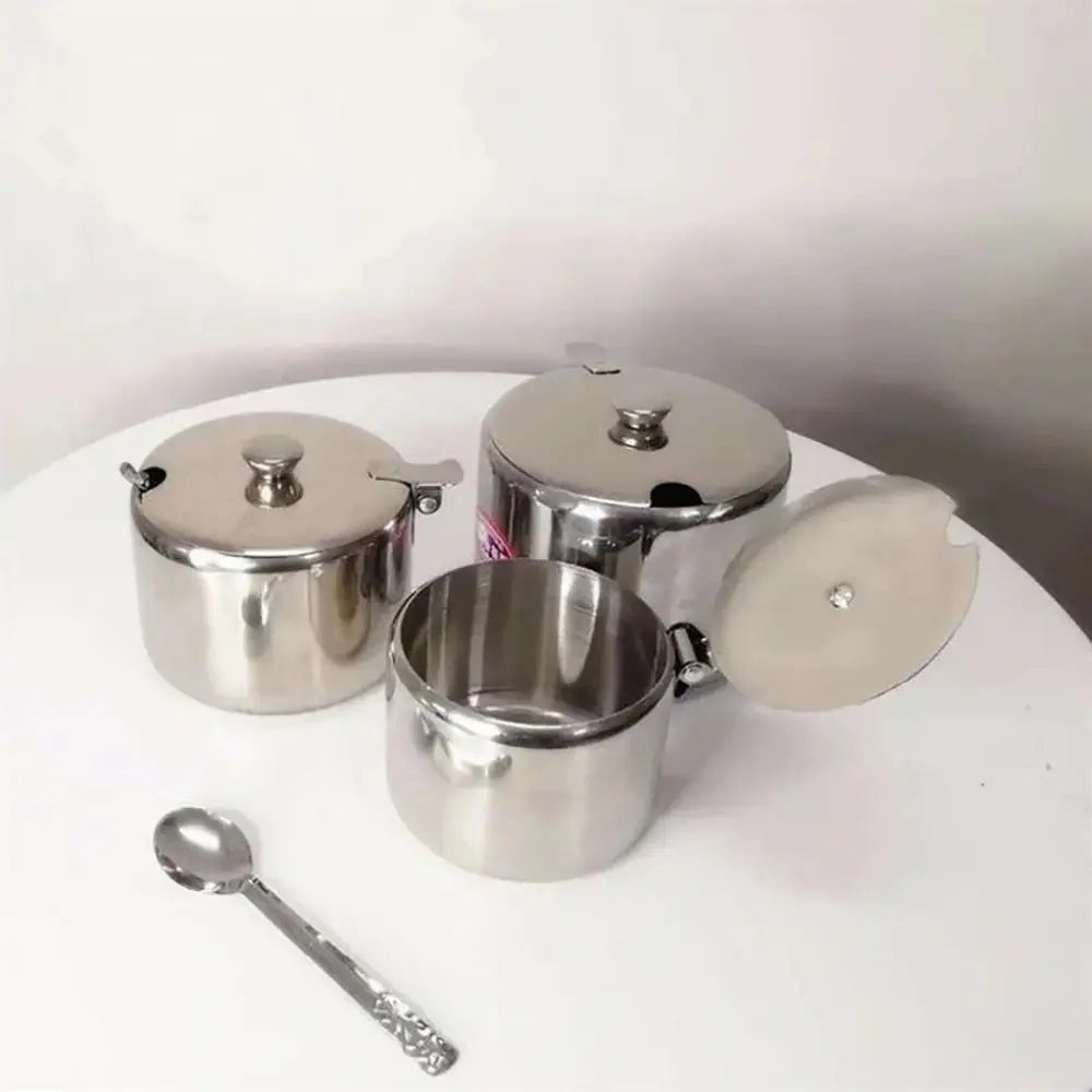 1Pcs Mini Sugar Container with Lid Spoon Sauce Cans Sugar Jam Salt Pot Seasoning Pot Spice Storage Jar Kitchen Supplies