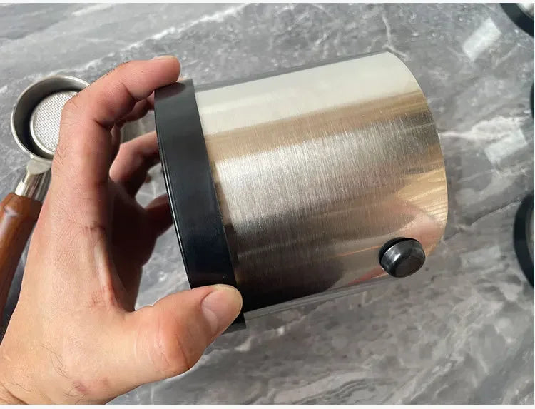 Stainless Steel Coffee Knock Box with Non-Slip Rubber Ring