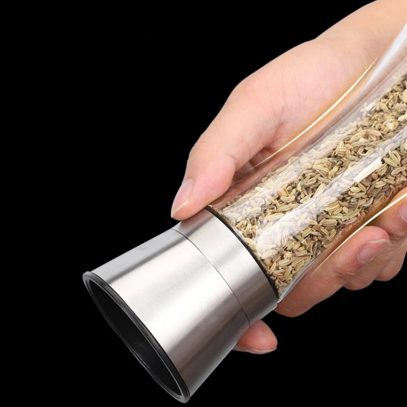 Manual Salt and Pepper Grinder with Glass Body, 180 or 200ml