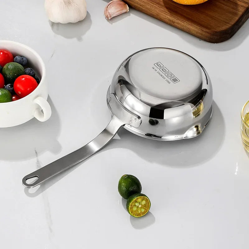 Stainless Steel Oil Pot 12cm Egg Frying Pan Mini Soup Milk Pot Cooking Saucepan Scalding-proof Kitchen Tool Cookware Accessories