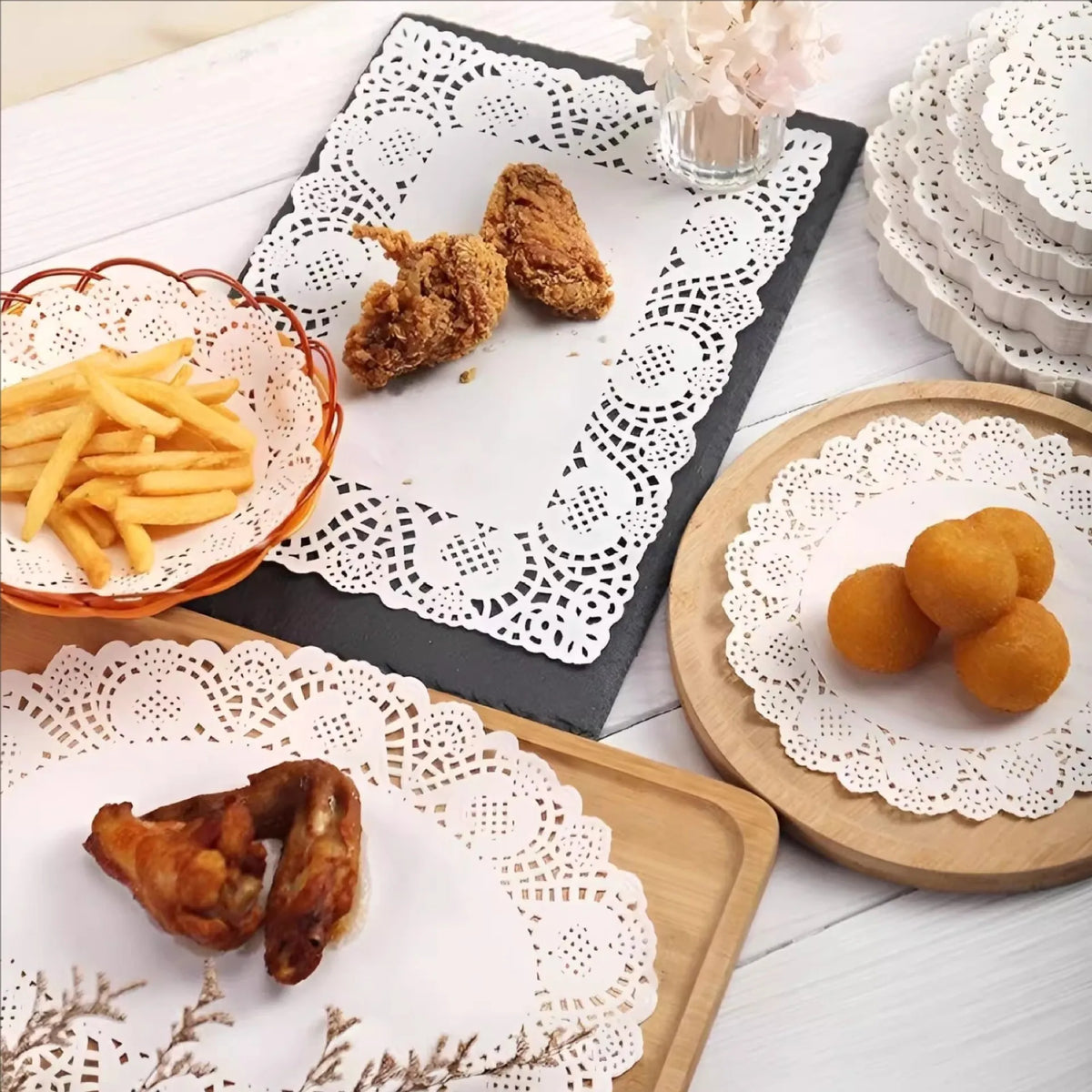Paper Doilies, Round, Oval or Rectangular, 50 or 100 Pack