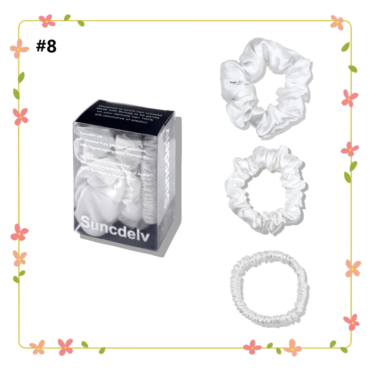 Silk Hair Scrunchies Set of 3, Widths 1cm, 2cm and 3cm