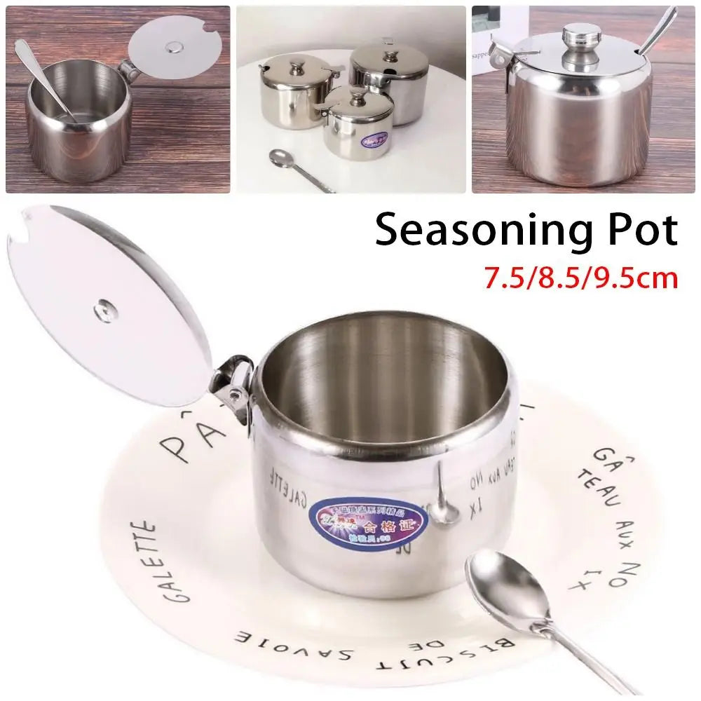 1Pcs Mini Sugar Container with Lid Spoon Sauce Cans Sugar Jam Salt Pot Seasoning Pot Spice Storage Jar Kitchen Supplies
