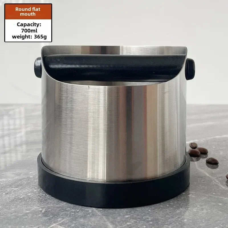 Stainless Steel Coffee Knock Box with Non-Slip Rubber Ring