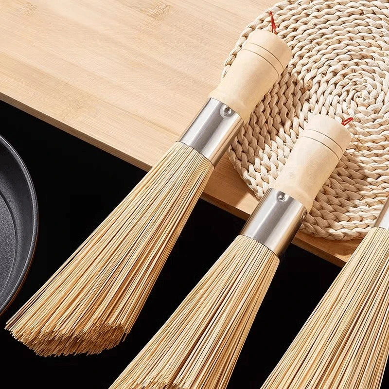 1Pc Bamboo Dish Brush Oil-Resistant, Stain-Removing Pot Scrubber Handcrafted Wooden Handle Kitchen Cleaning