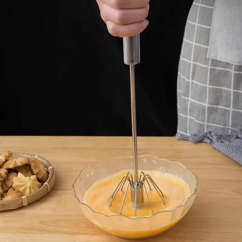 Semi-Automatic Stainless Steel Hand Whisk, Push Action