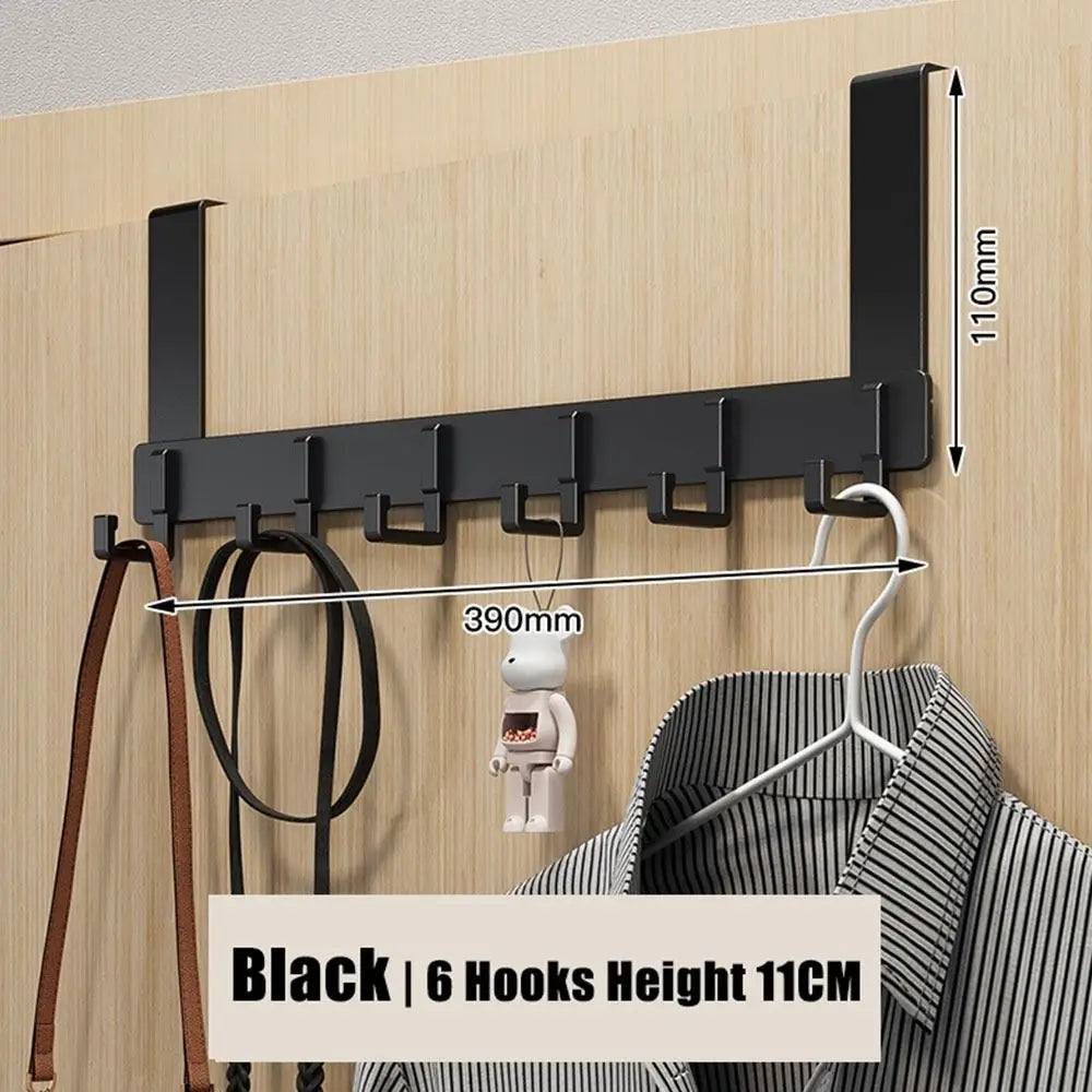 Over-the-Door Hook Rack, 6 Hooks for Coats, Hats and Towels