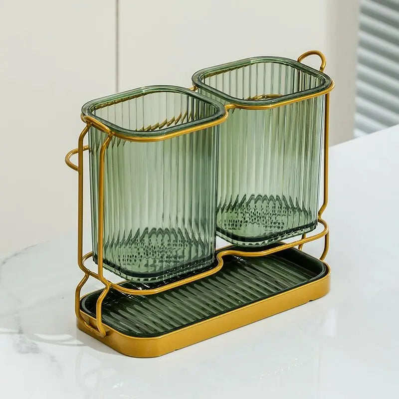 Wall-Mounted Kitchen Utensil Drying Rack and Cutlery Holder with Removable Water Tray, 3 Styles