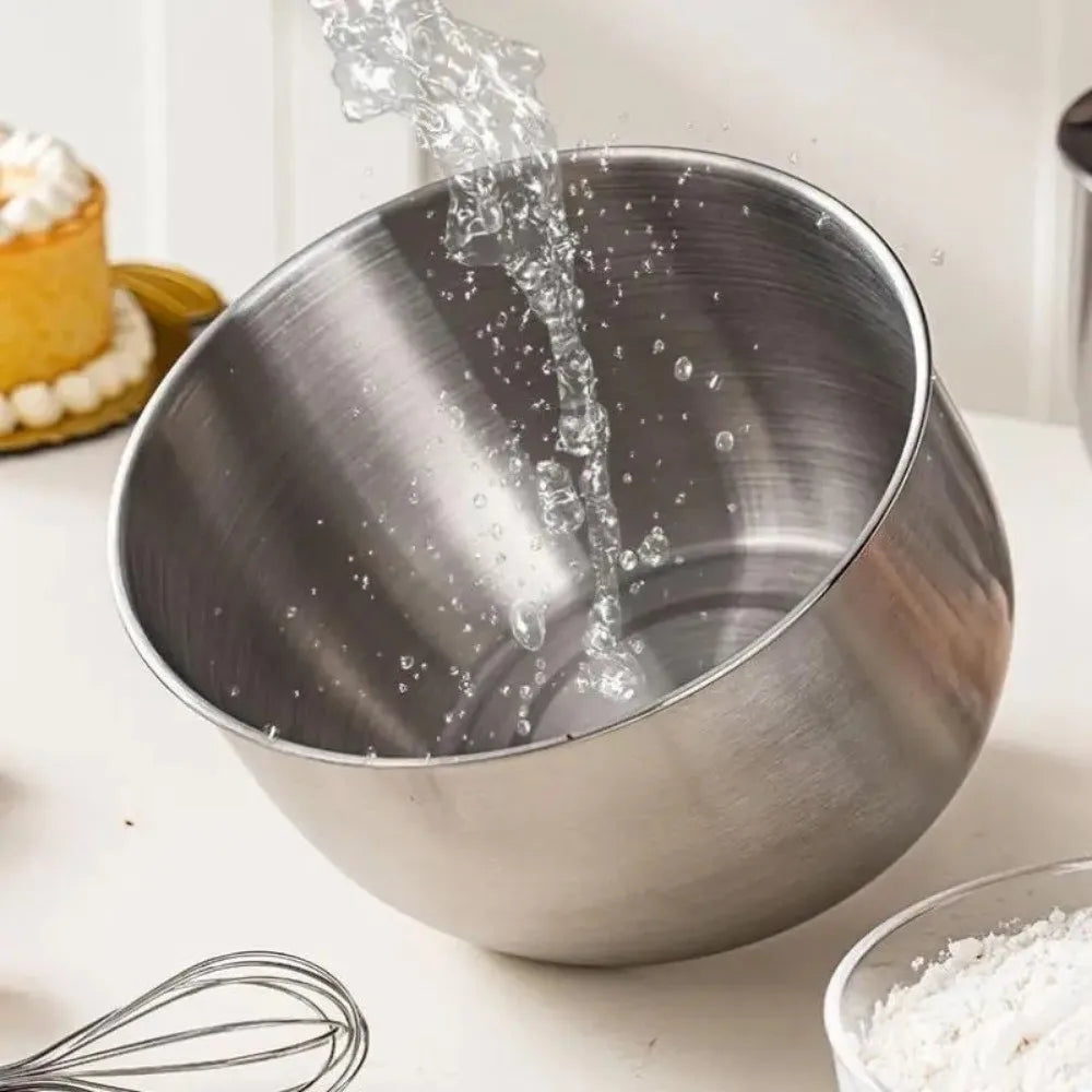 Stainless Steel Mixing Bowl Household Splash Proof Salad Egg Beating Basin Deep Design Bread Cake Fruit Container