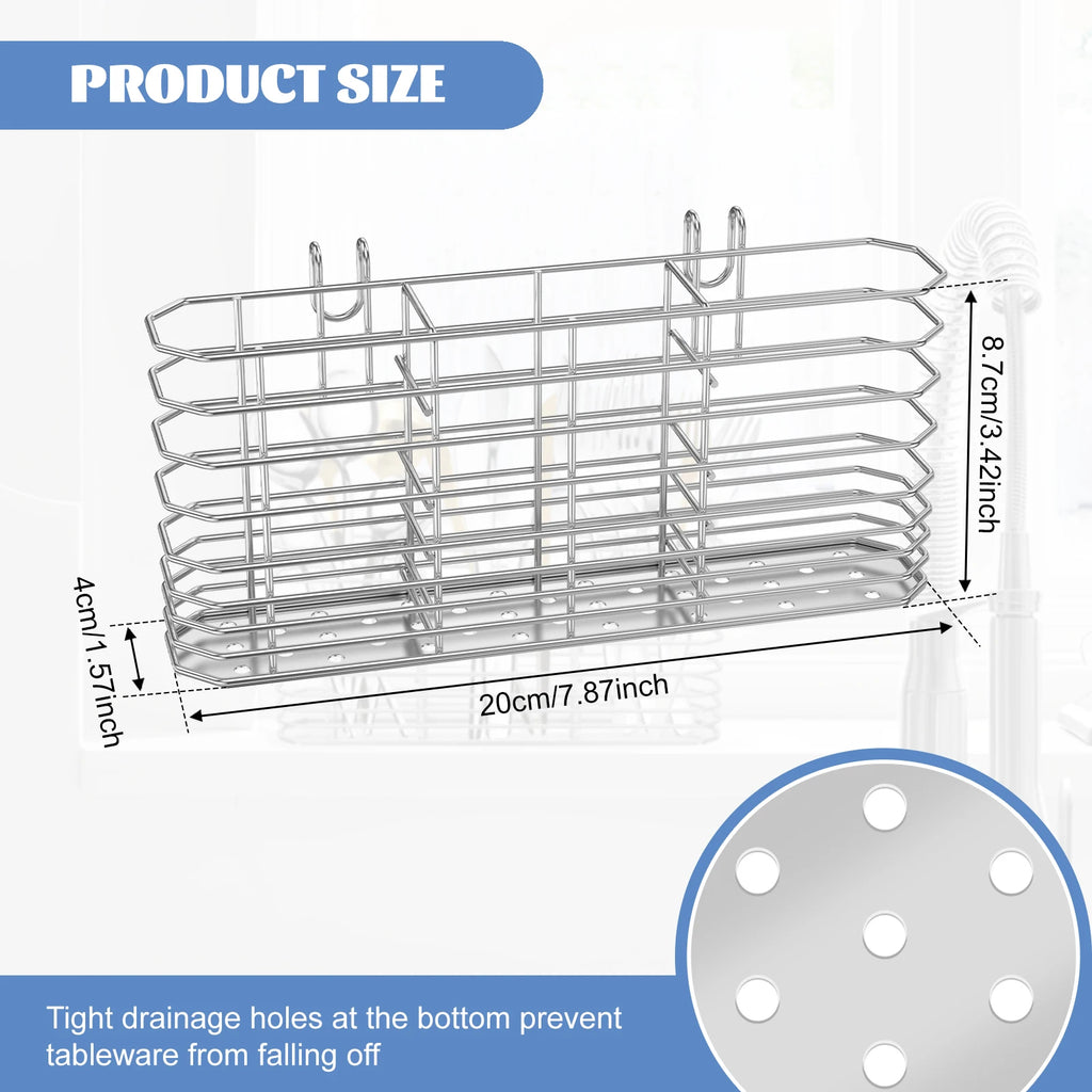 Stainless Steel Utensil Storage Rack, Hanging Cutlery and Chopstick Holder, 2, 3 or 4 Grid