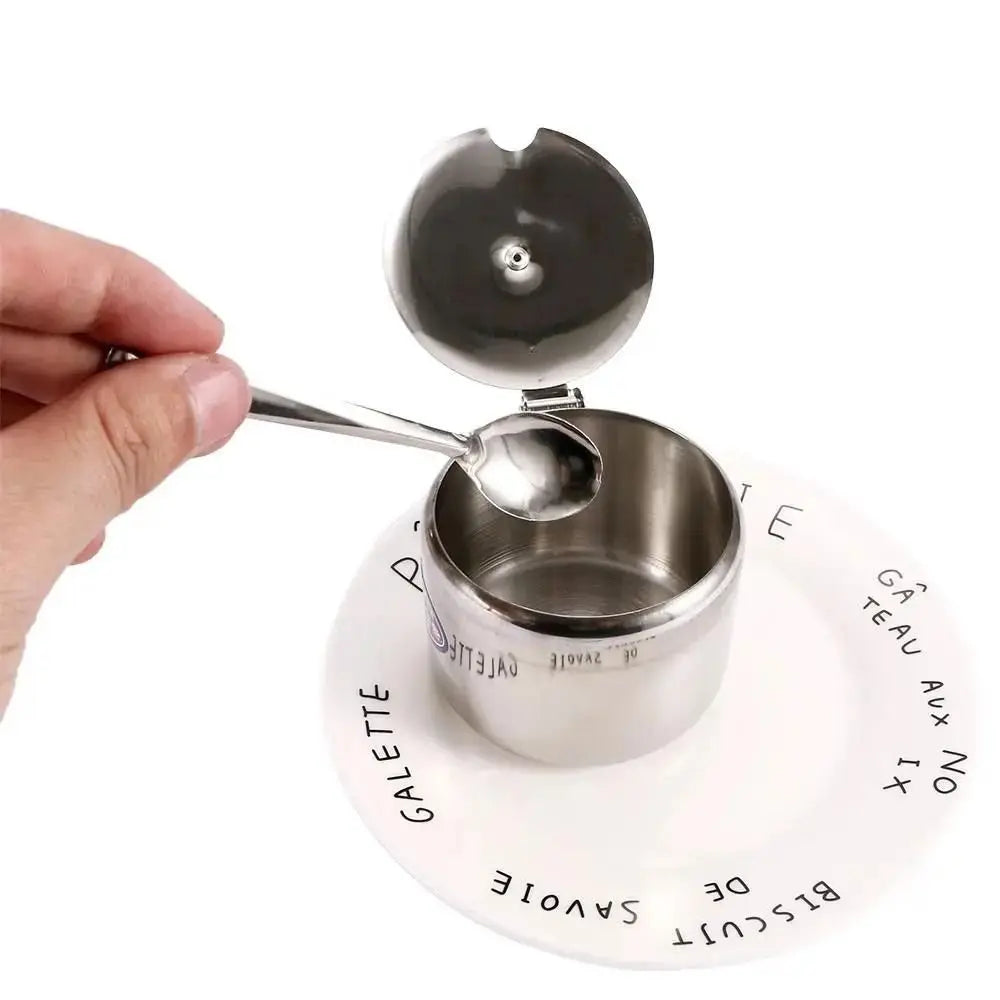 1Pcs Mini Sugar Container with Lid Spoon Sauce Cans Sugar Jam Salt Pot Seasoning Pot Spice Storage Jar Kitchen Supplies