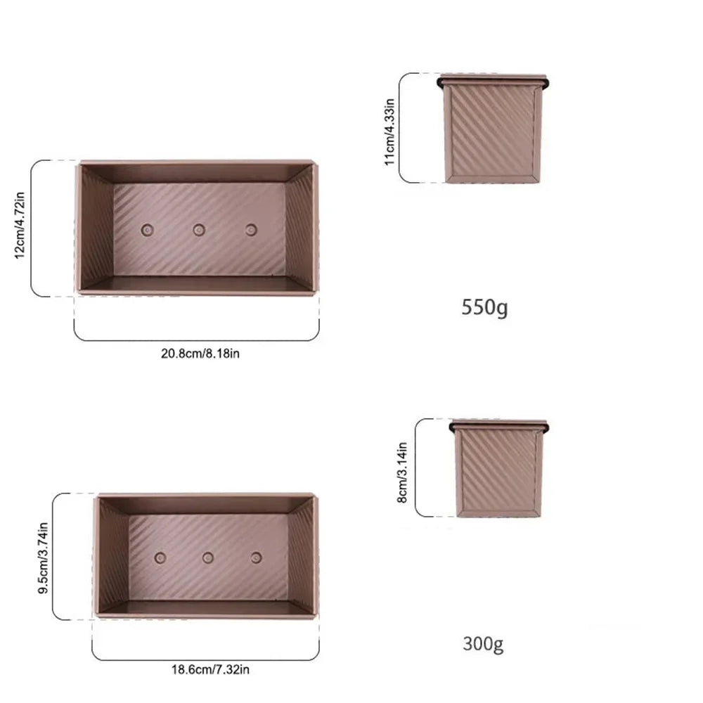 Nonstick Pullman Loaf Pan with Lid, Carbon Steel Corrugated Toast Tin, Small or Large