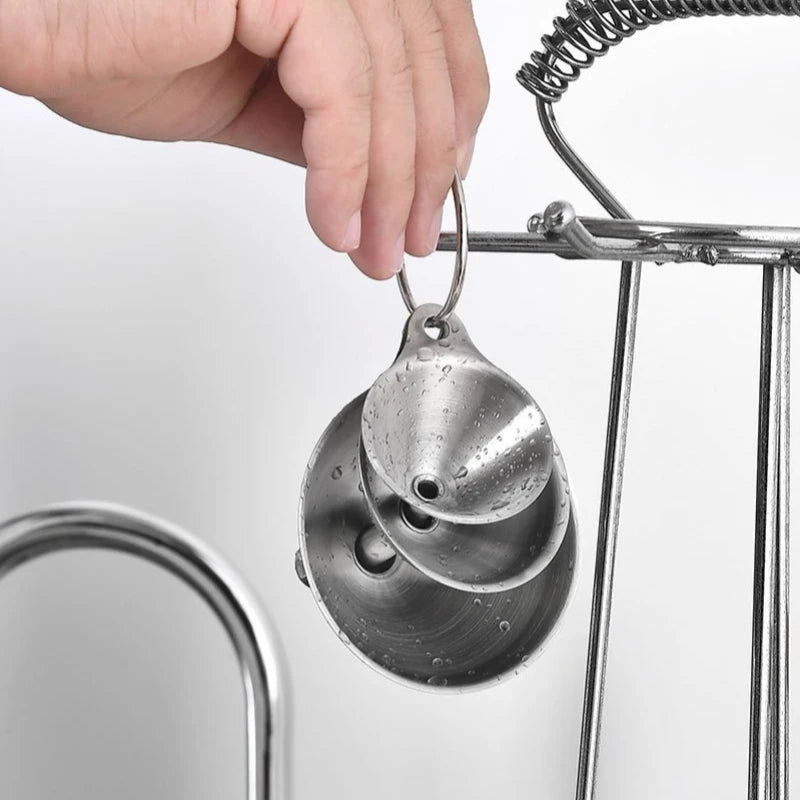 Stainless Steel Kitchen Funnel Set with Cleaning Brush