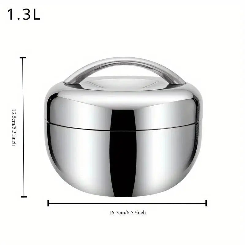 Insulated Stainless Steel Apple Lunch Box with Partition and Lid, 0.8, 1 or 1.3 L