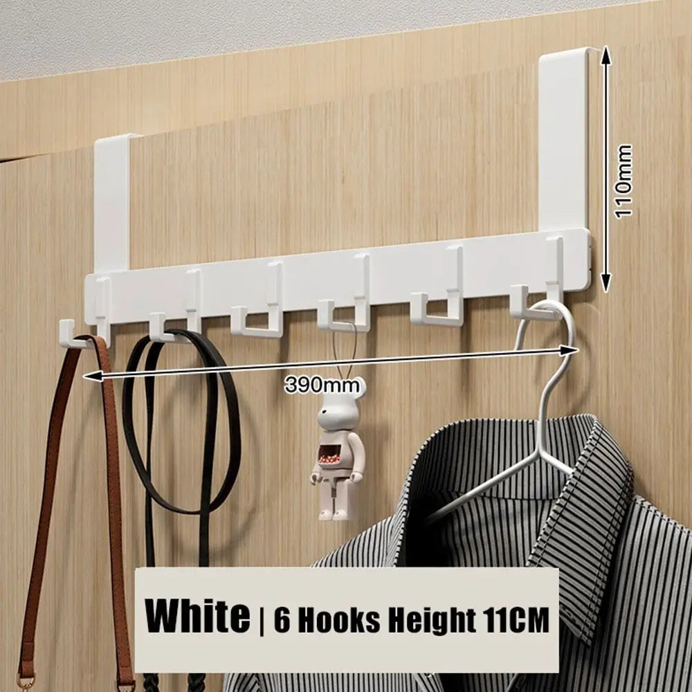 Over-the-Door Hook Rack, 6 Hooks for Coats, Hats and Towels