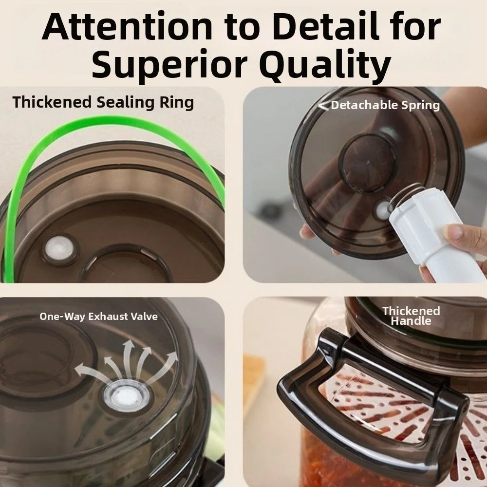 Large Capacity Pickle Jars With Lids Food Grade Sealed Airtight Storage Pitcher Leak-Proof With Handle Hermetic Food Box