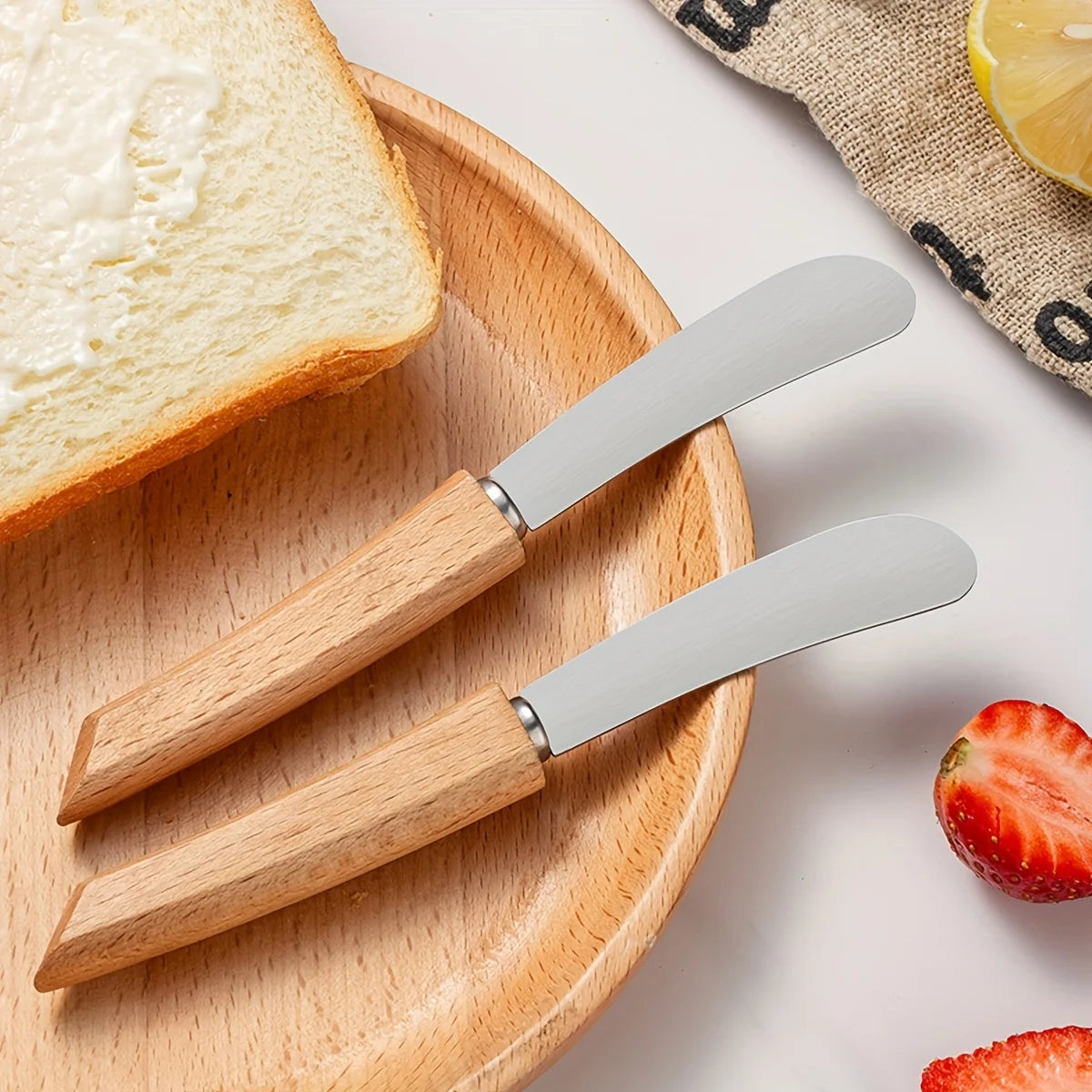 Stainless Steel Butter Knife with Wooden Handle, Bread and Jam Spreader, 1 or 2 Pack
