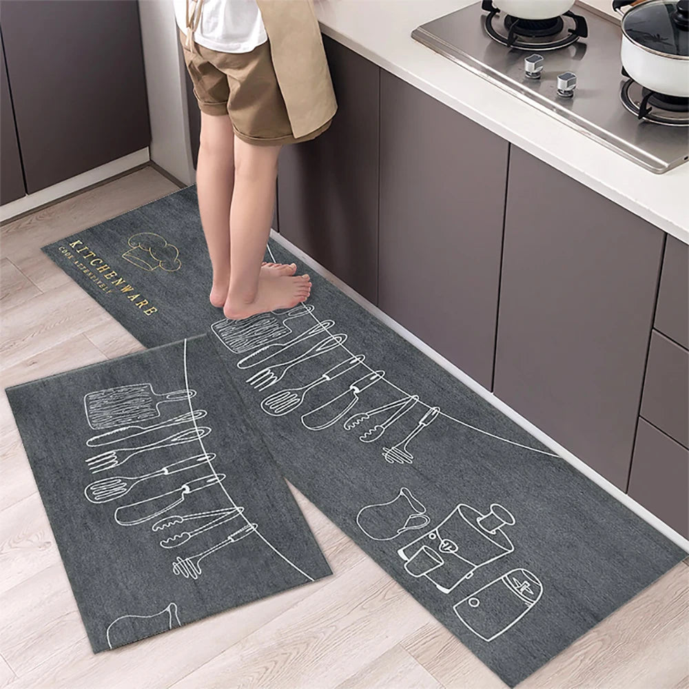 Soft Washable Kitchen Floor Mat and Runner, Anti-Slip, 40 to 160cm