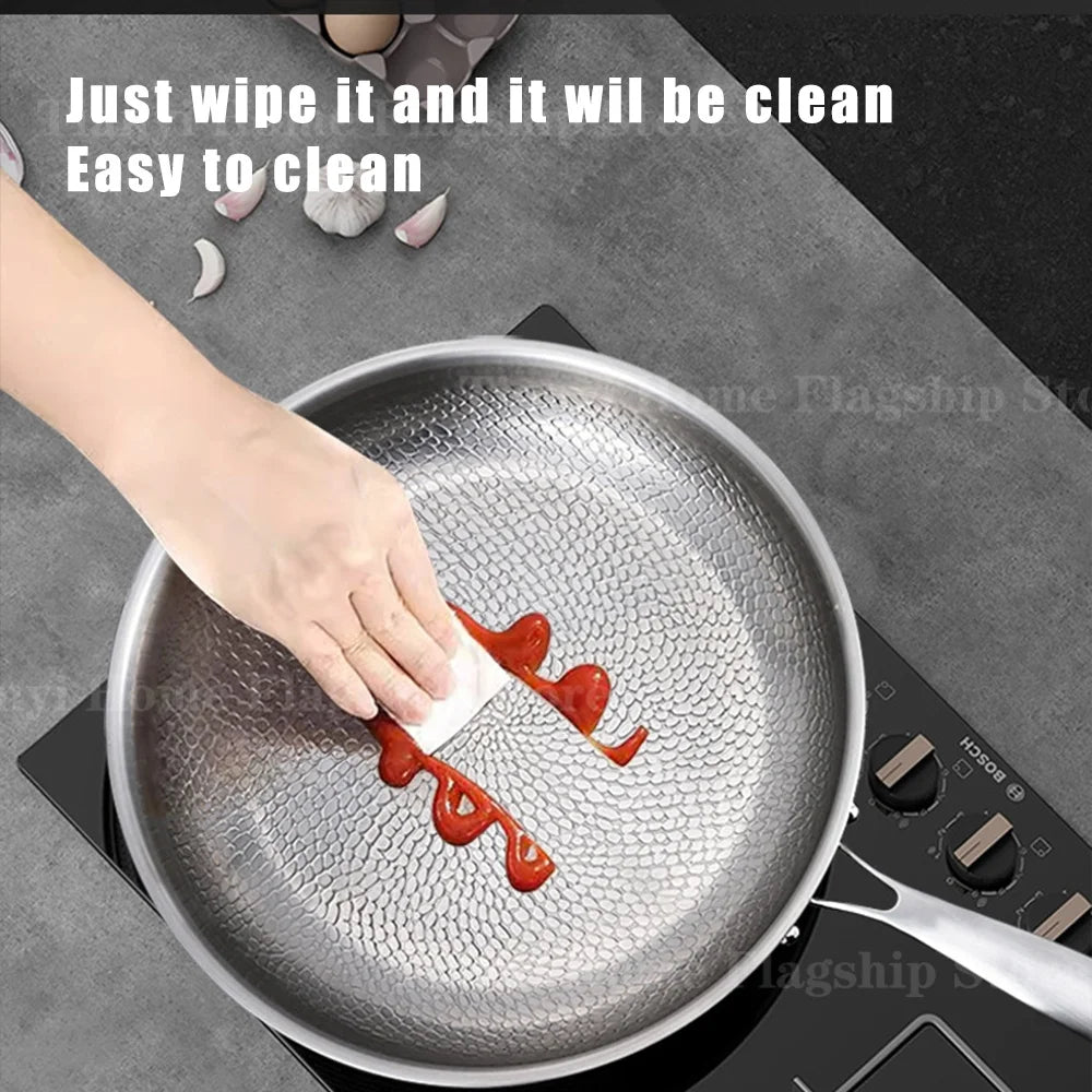 Titanium-Coated Stainless Steel Frying Pan, 22 to 30cm, Gas and Induction