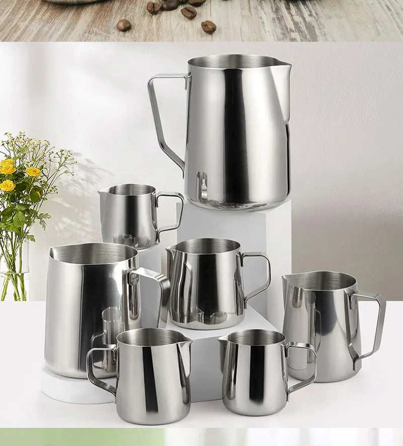 Stainless Steel Milk Frothing Jug, 100ml to 600ml