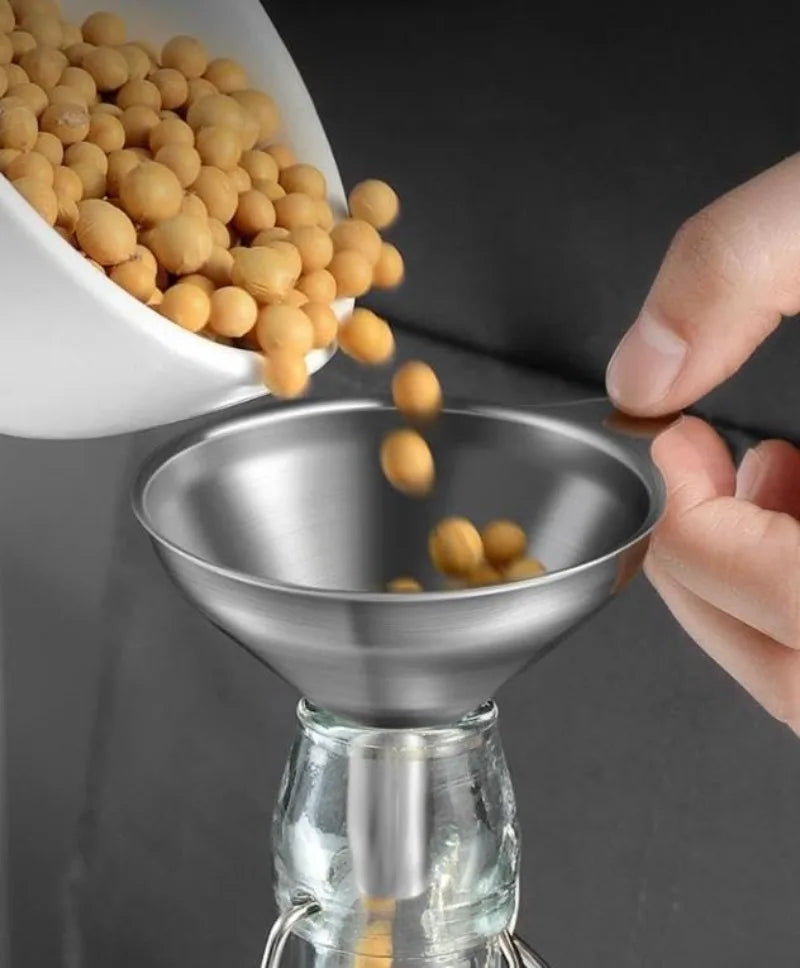 Stainless Steel Kitchen Funnel Set with Cleaning Brush
