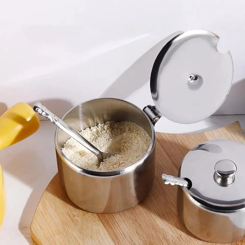 1Pcs Mini Sugar Container with Lid Spoon Sauce Cans Sugar Jam Salt Pot Seasoning Pot Spice Storage Jar Kitchen Supplies