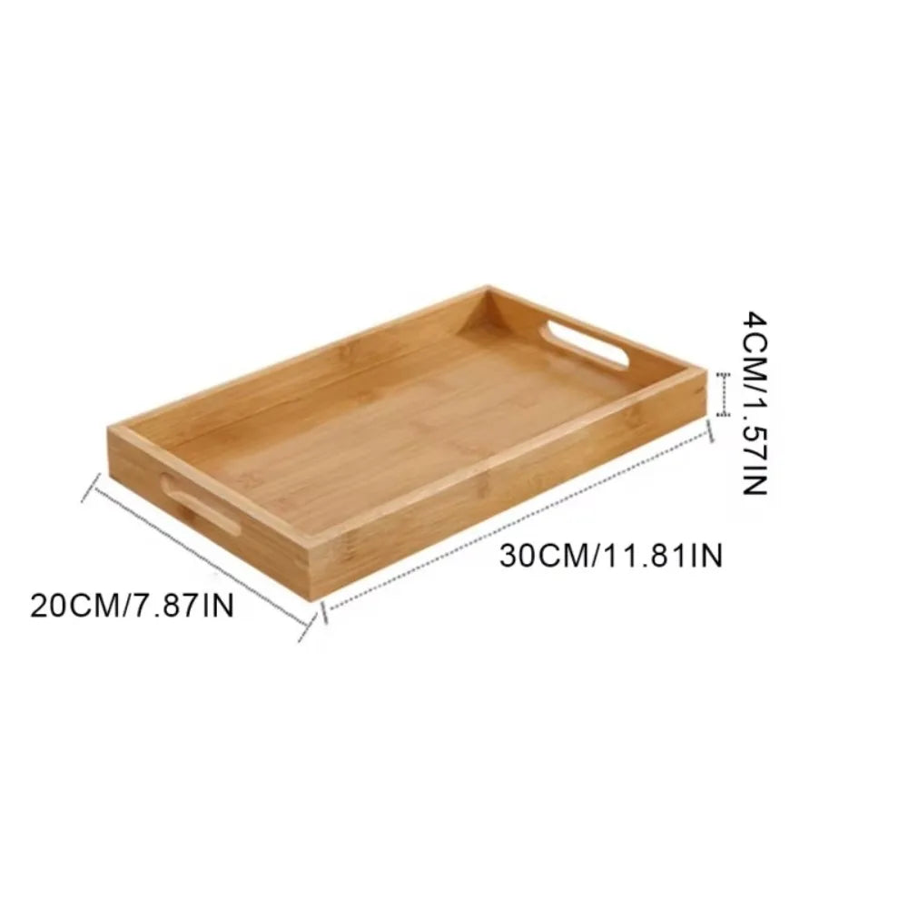 Wooden Rectangular Storage Tray, Serving Plate for Cups, Fruit and Snacks, 6 Sizes