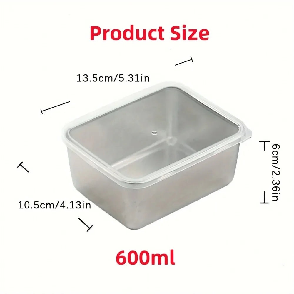 6-Piece Stainless Steel Food Container Set, Leakproof and Stackable