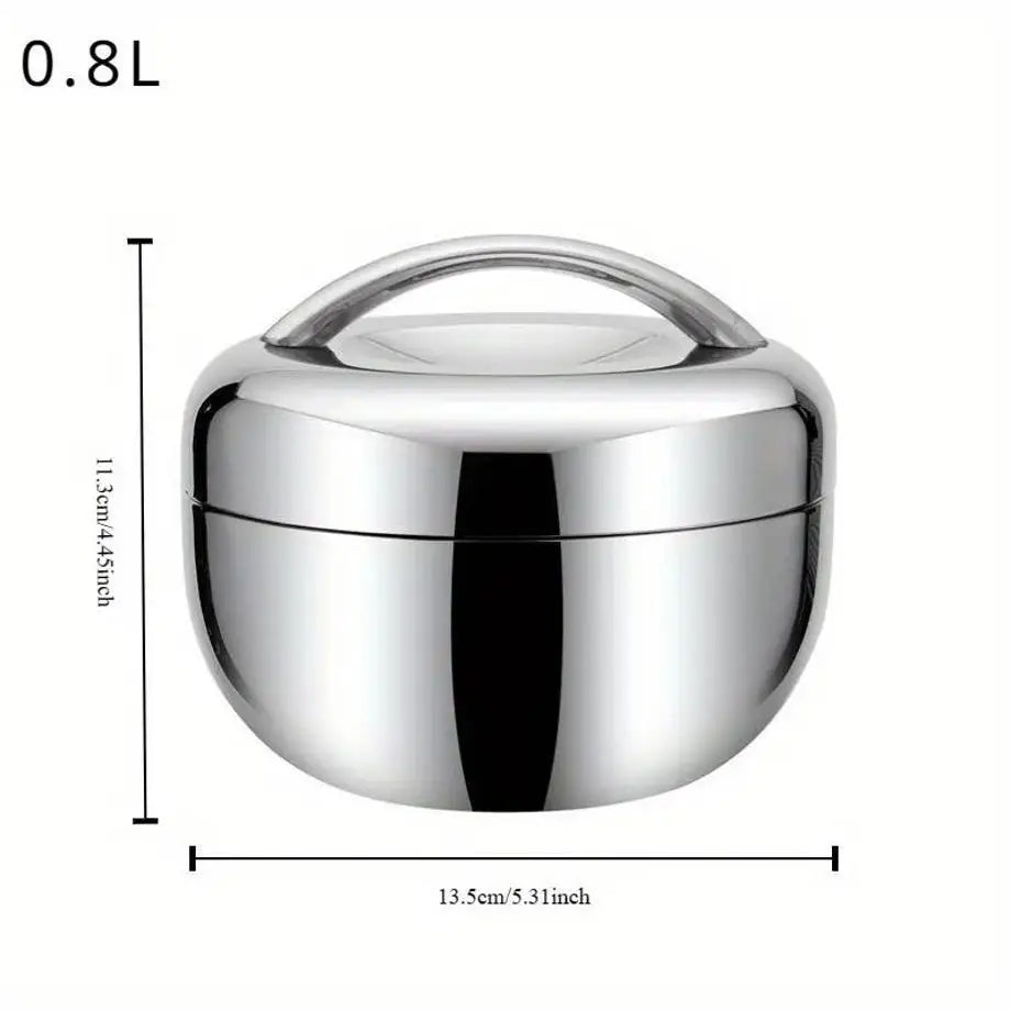 Insulated Stainless Steel Apple Lunch Box with Partition and Lid, 0.8, 1 or 1.3 L