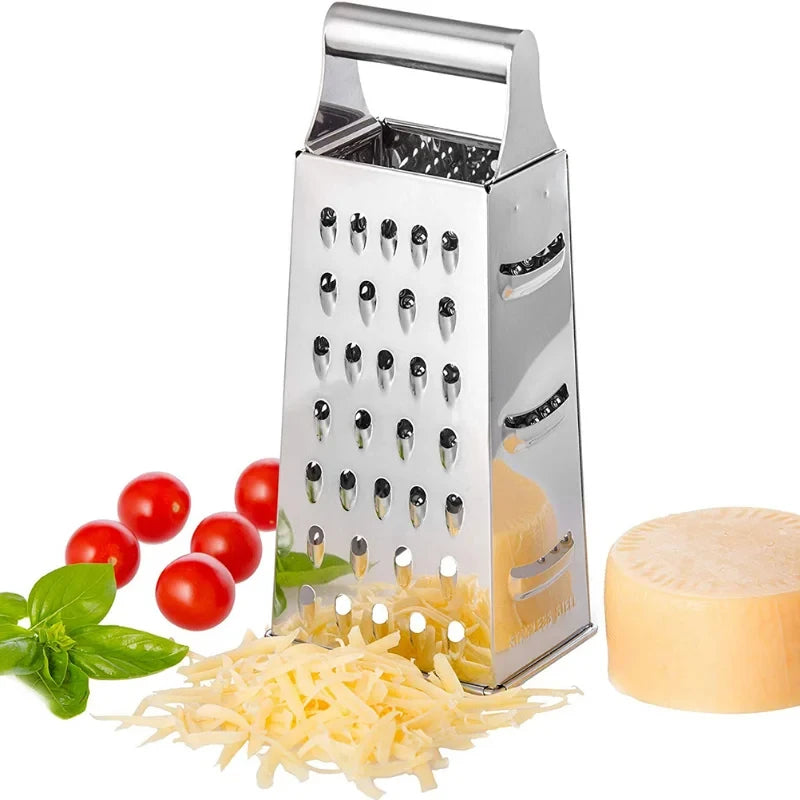 Stainless Steel 4 Sided Box Grater, Cheese and Vegetable Slicer, 6, 8 or 9 Inch