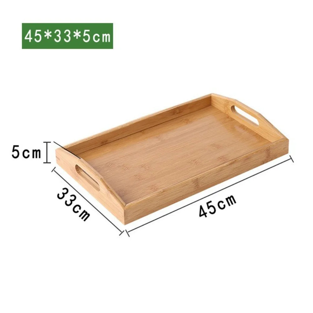 Wooden Rectangular Storage Tray, Serving Plate for Cups, Fruit and Snacks, 6 Sizes