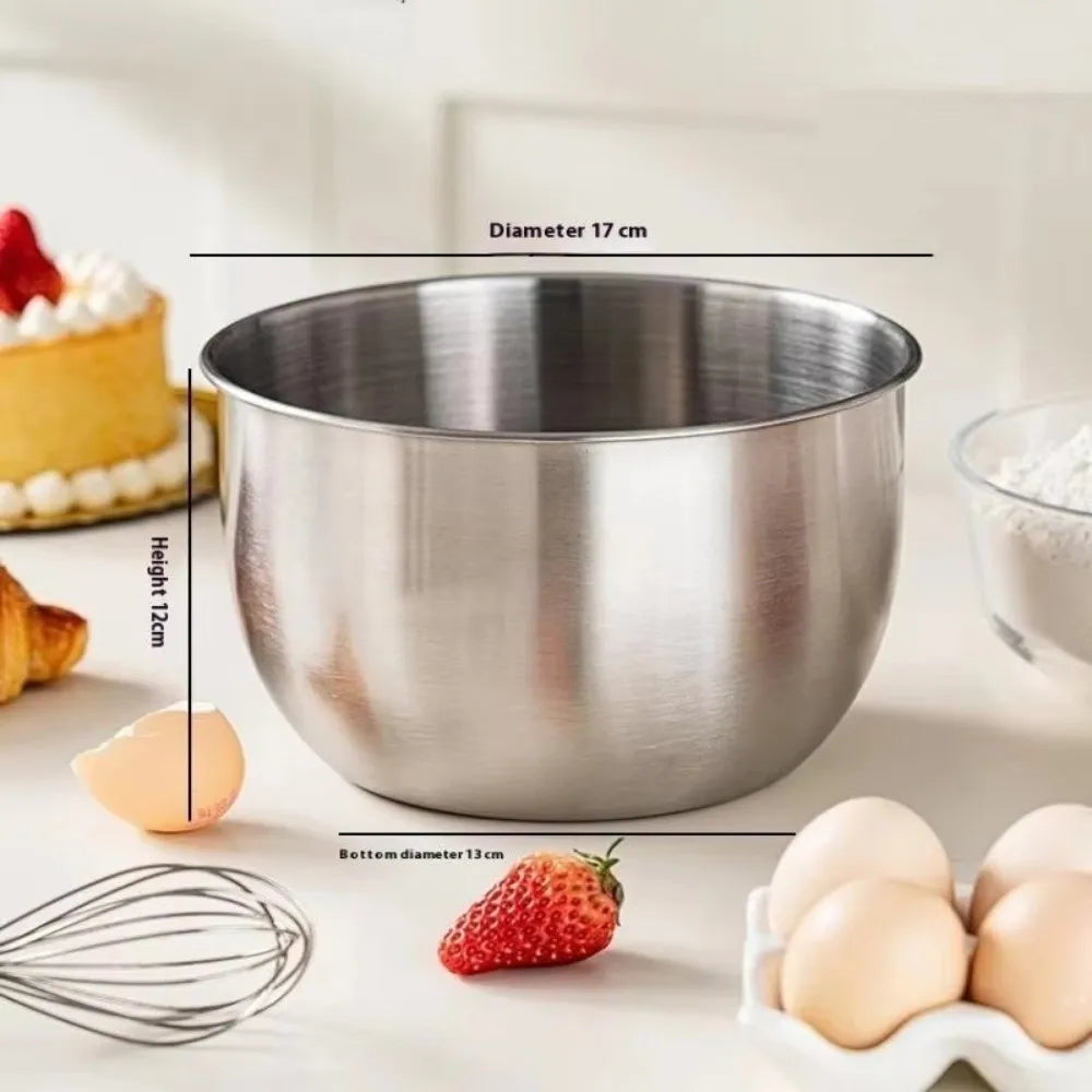 Stainless Steel Mixing Bowl Household Splash Proof Salad Egg Beating Basin Deep Design Bread Cake Fruit Container