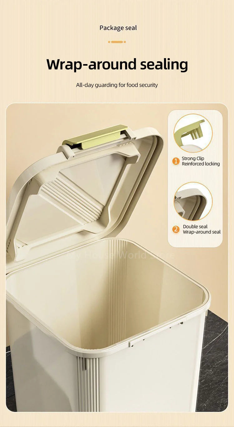 Airtight Rice Storage Container with Measuring Cup, 5kg or 10kg