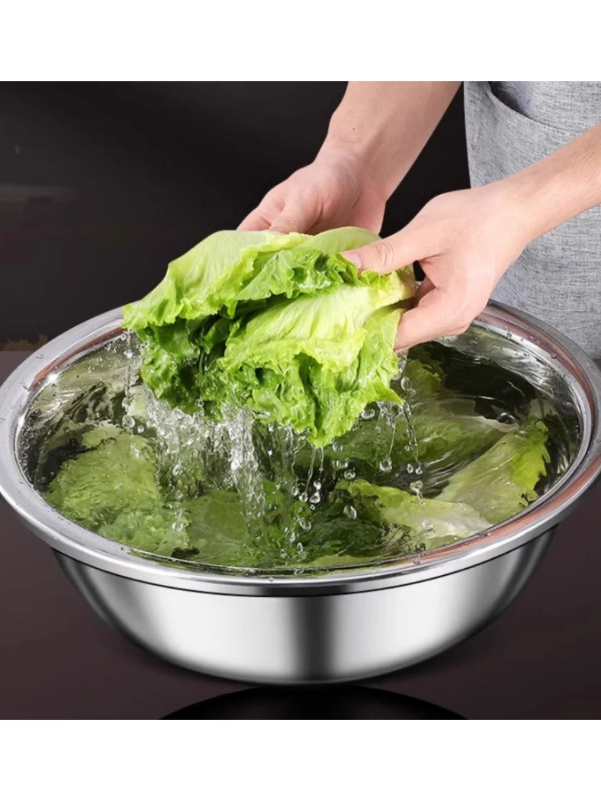 Oversized 36 cm Stainless Steel Mixing Bowl, Large Salad and Washing Bowl, 1 or 2 Pack