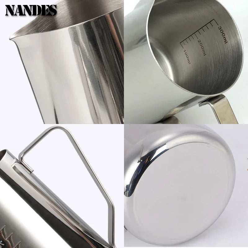 Stainless Steel Milk Frothing Jug, 100ml to 600ml