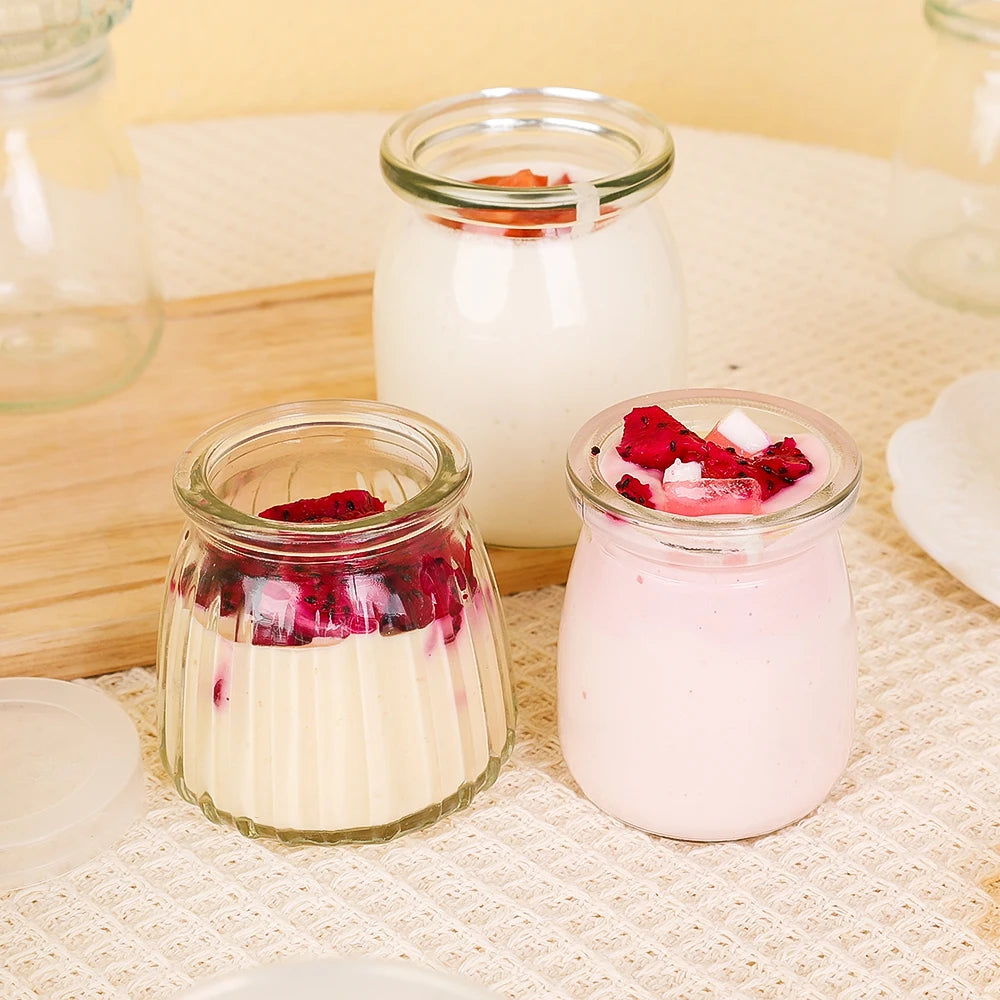 Baking Glass Bottles with Lid Honey Yogurt Pudding Glass Bottle DIY Wishing Bottle Mini Cup Jelly Milk Food Storage Container