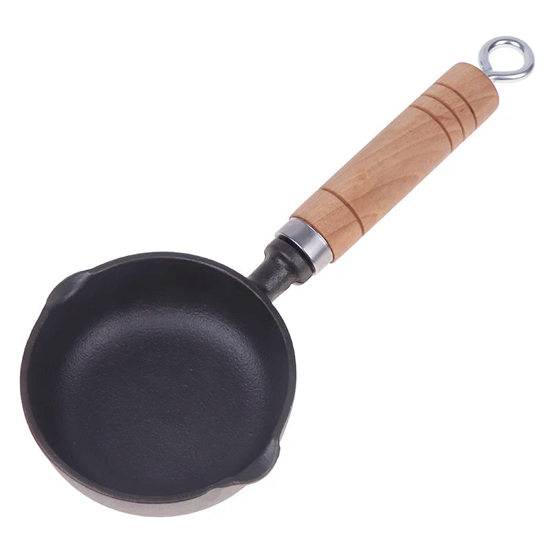 12 cm Cast Iron Mini Frying Pan with Pour Spout, for Eggs, Butter and Milk