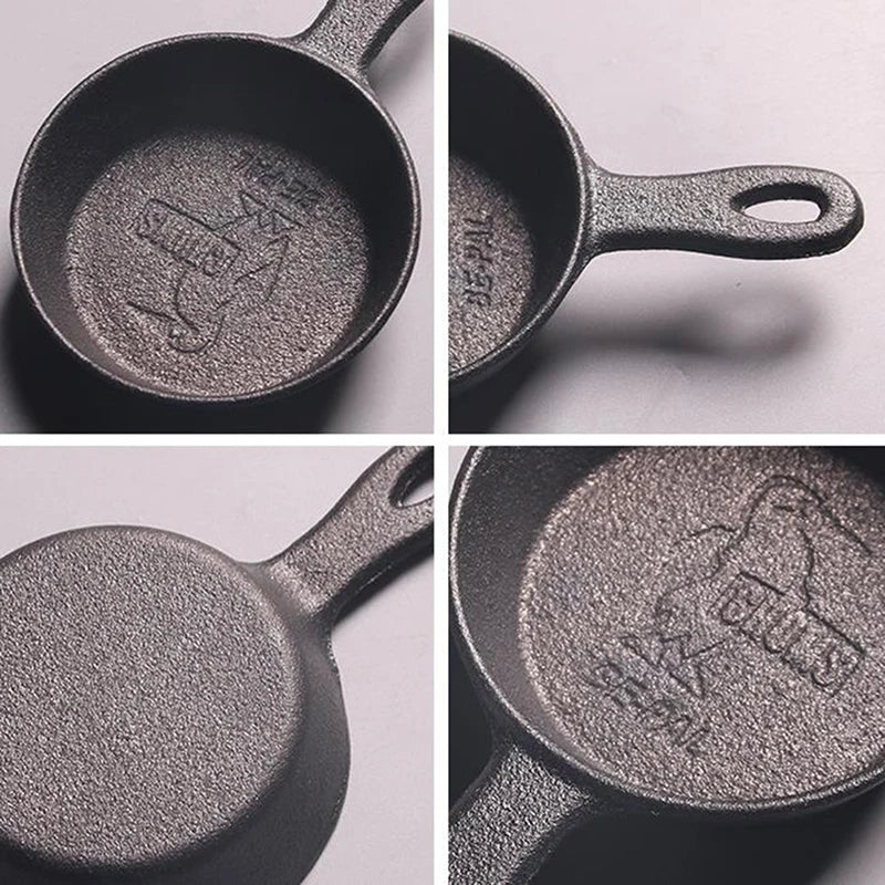 8.5 cm Cast Iron Mini Egg Frying Pan for Gas and Induction Hobs