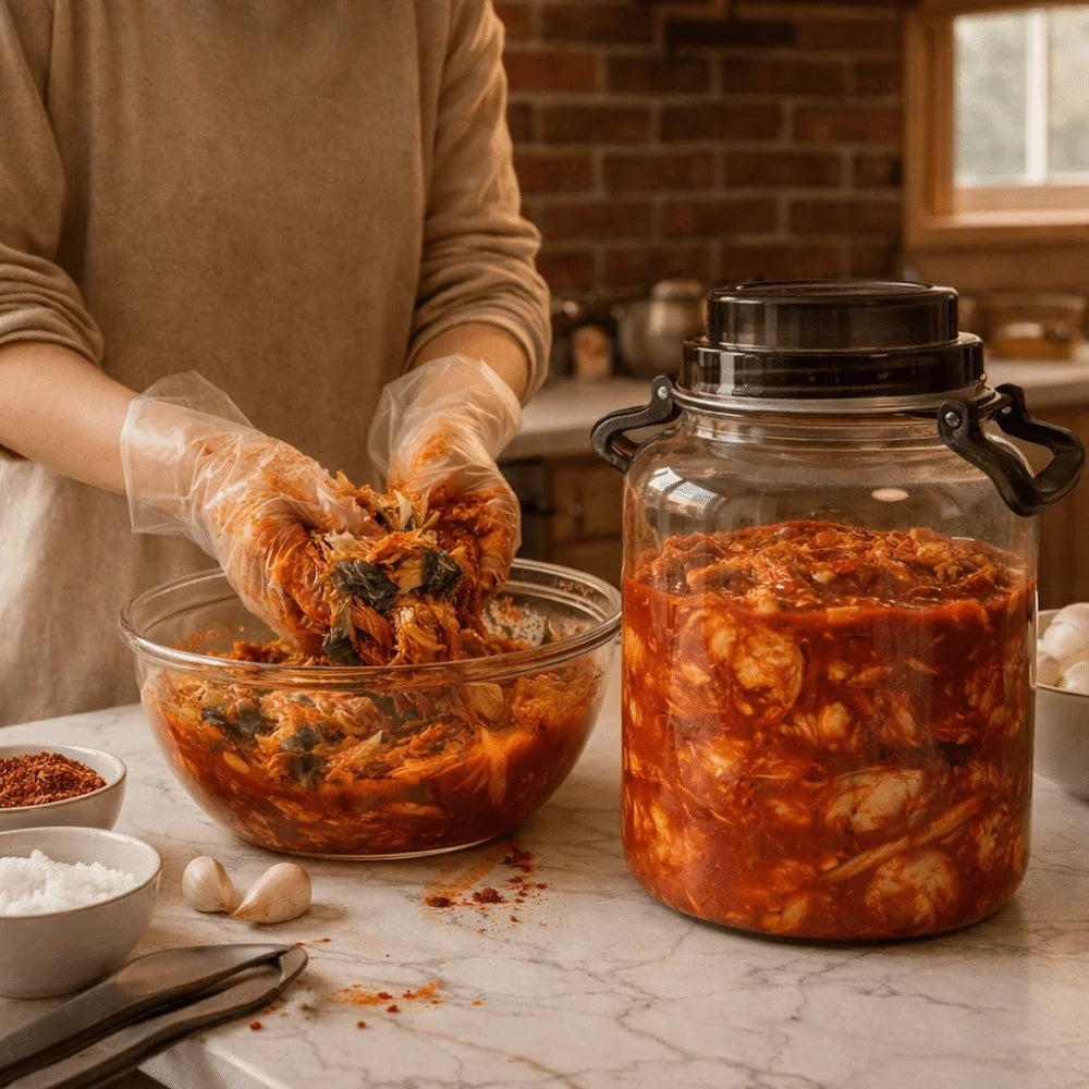 Large Capacity Pickle Jars With Lids Food Grade Sealed Airtight Storage Pitcher Leak-Proof With Handle Hermetic Food Box