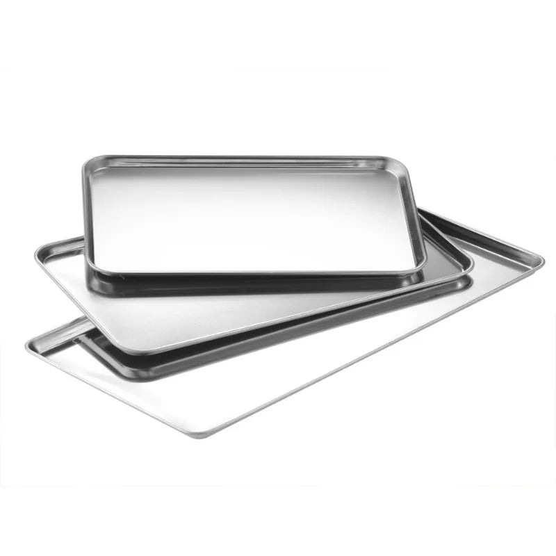 Stainless Steel Rectangle Food Storage Trays Sausage Noodles Fruit Dish Pastry Baking Plates for Restaurant Hotel Kitchen