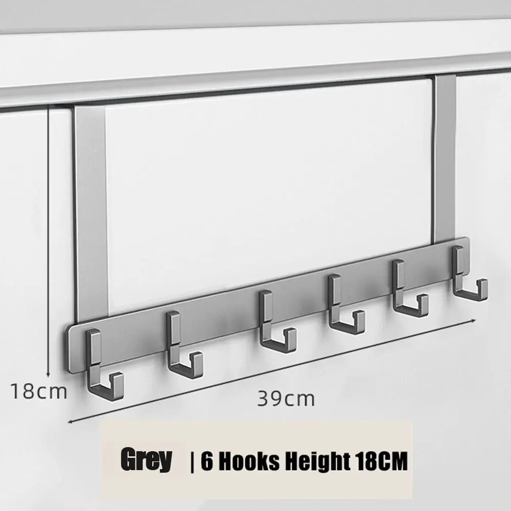 Over-the-Door Hook Rack, 6 Hooks for Coats, Hats and Towels