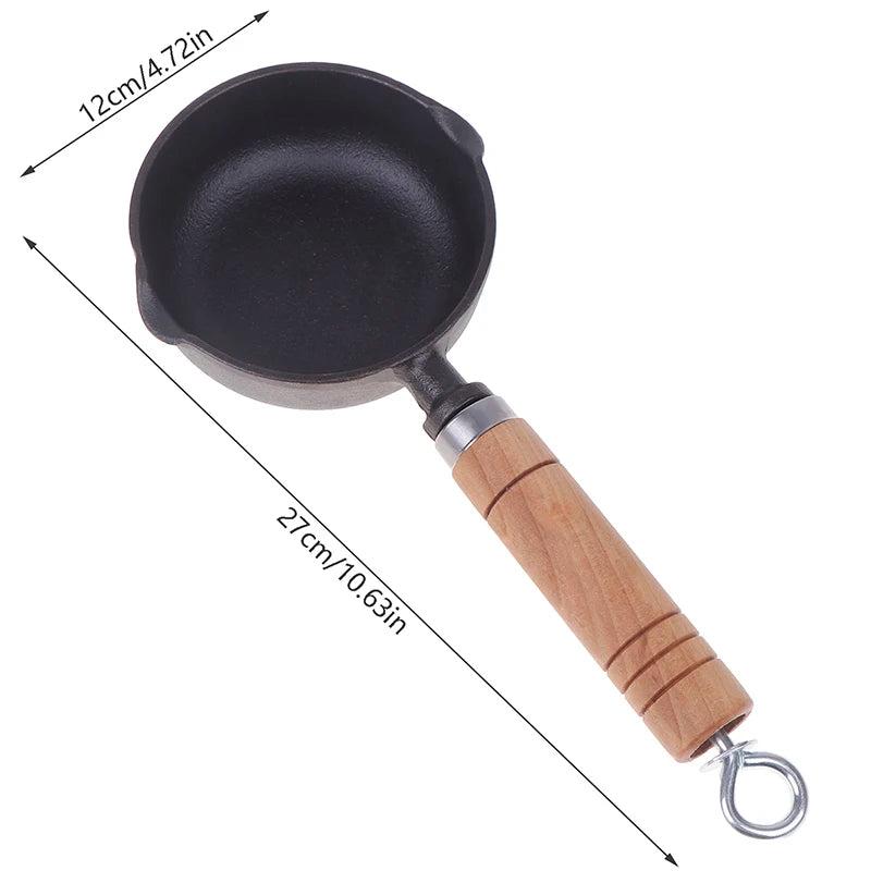 12 cm Cast Iron Mini Frying Pan with Pour Spout, for Eggs, Butter and Milk