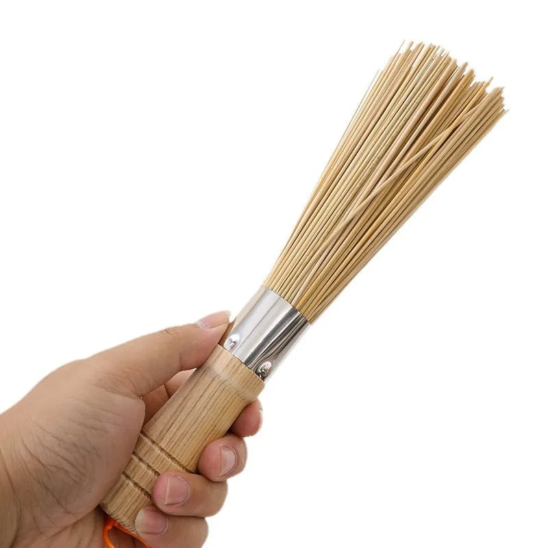 1Pc Bamboo Dish Brush Oil-Resistant, Stain-Removing Pot Scrubber Handcrafted Wooden Handle Kitchen Cleaning