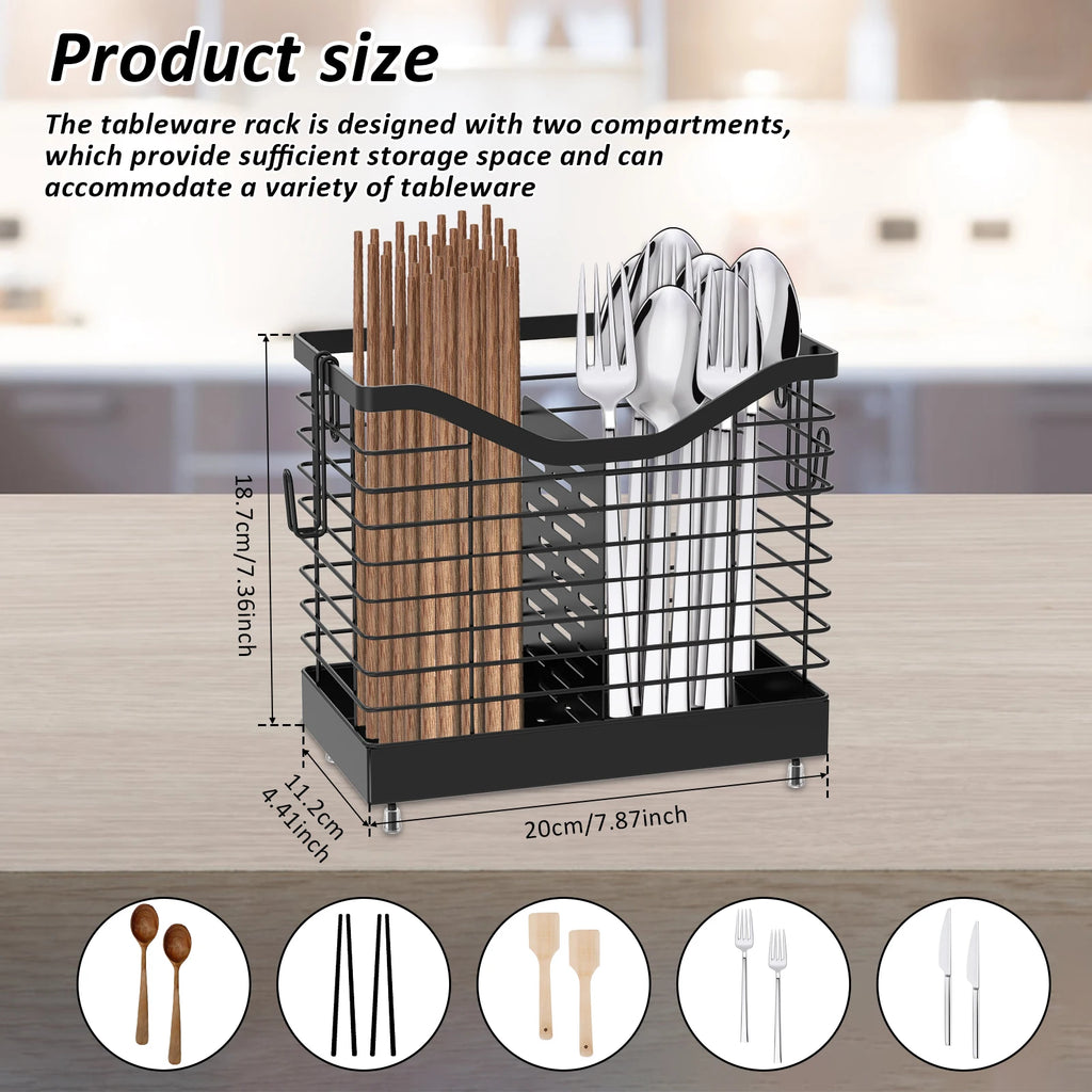 Stainless Steel Utensil Storage Rack, Hanging Cutlery and Chopstick Holder, 2, 3 or 4 Grid